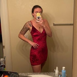 Red velvet dress